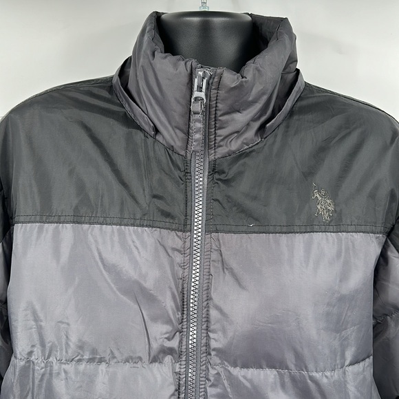 U.S. Polo Association Puffer Coat Sz M, Black/Gray - Picture 2 of 7